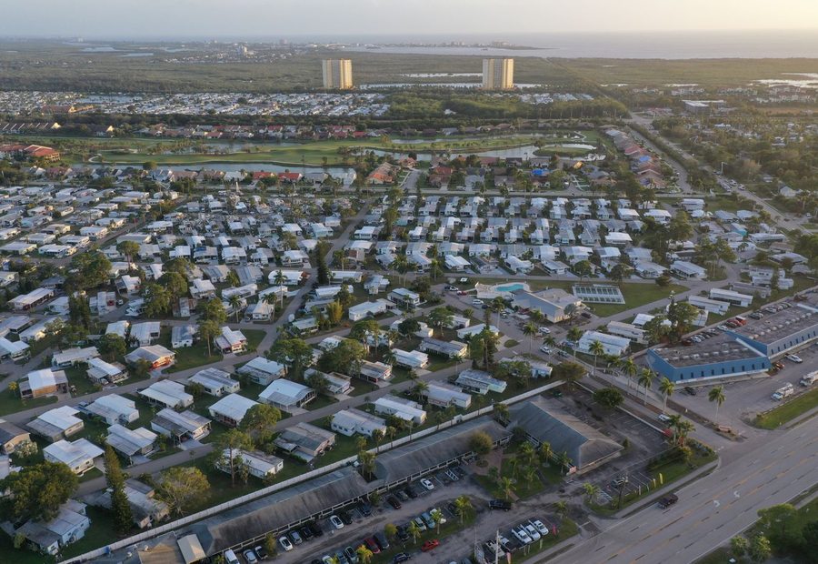 Aerial view of a manufactured home community in Northeast Arkansas