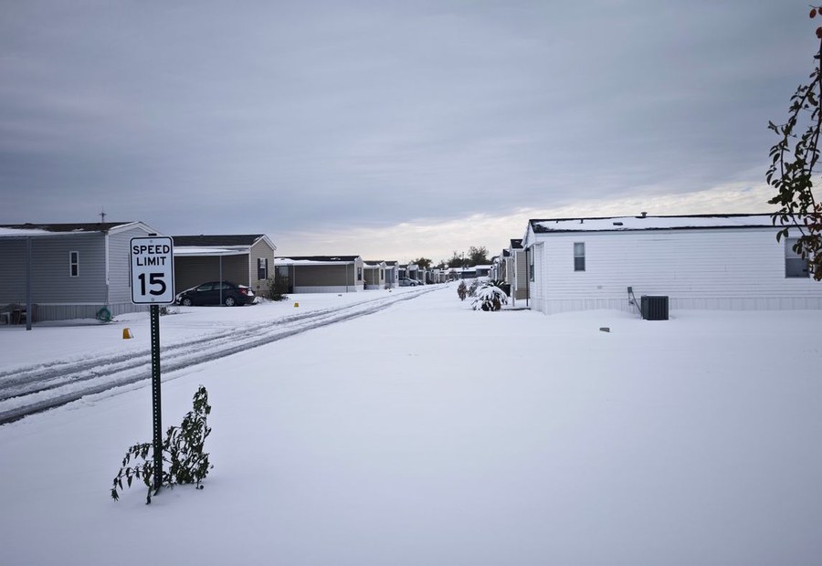 Mobile homes along a manufactured home community street